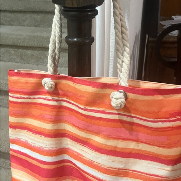Ulta Striped Orange and Red Tote Bag - Picture 7 of 12